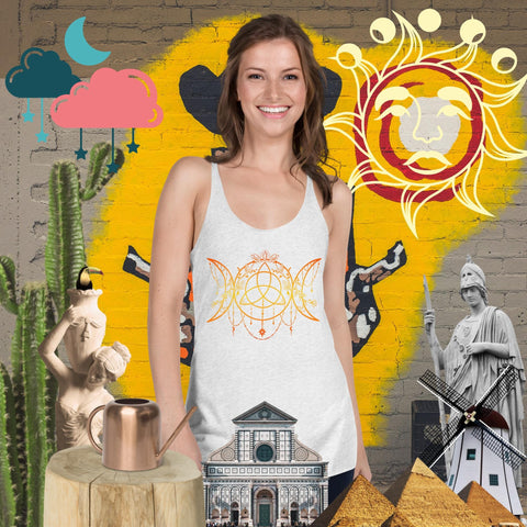 sovereignarm.com Heather White / XS Triple moon Goddess, Women's Racerback Tank