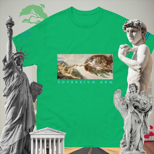 sovereignarm.com Irish Green / S The Creation of Adam Solar Light  Men's classic tee