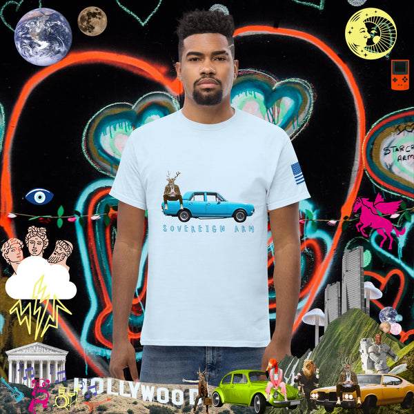 sovereignarm.com Light Blue / S Pop Art Blue Car Men's classic tee