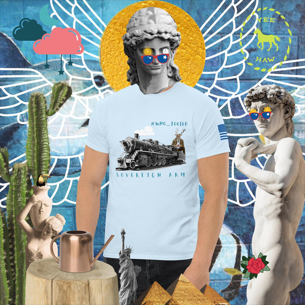 sovereignarm.com Light Blue / S Pop Art #Who_Tooted Train Men's classic tee