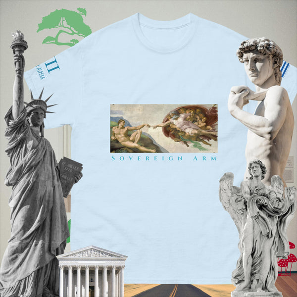 sovereignarm.com Light Blue / S The Creation of Adam Solar Light  Men's classic tee