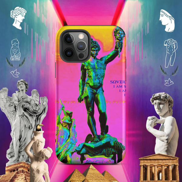 sovereignarm.com Matte / iPhone 12 Pro Hero Perseus, Hott Pink and yellow Tough Case for iPhone®