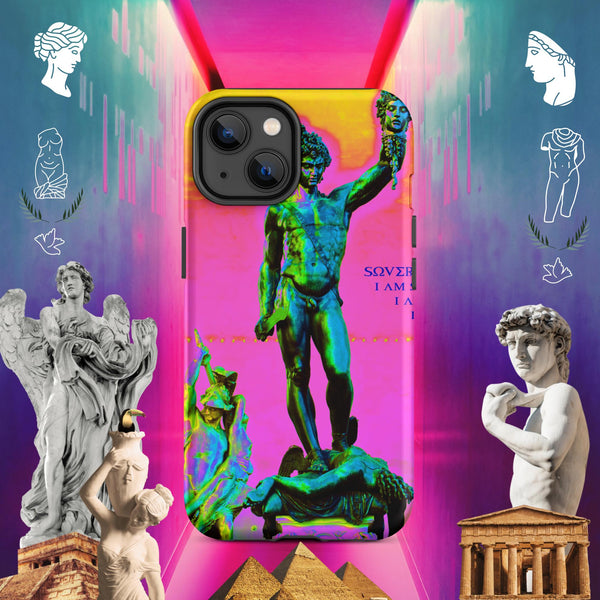 sovereignarm.com Matte / iPhone 14 Hero Perseus, Hott Pink and yellow Tough Case for iPhone®