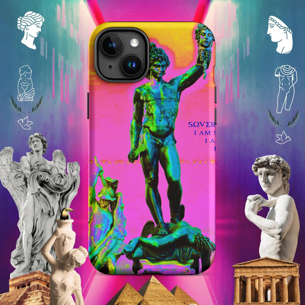 sovereignarm.com Matte / iPhone 15 Plus Hero Perseus, Hott Pink and yellow Tough Case for iPhone®