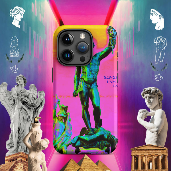 sovereignarm.com Matte / iPhone 15 Pro Hero Perseus, Hott Pink and yellow Tough Case for iPhone®