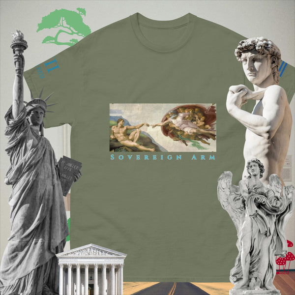 sovereignarm.com Military Green / S The Creation of Adam Solar Light  Men's classic tee