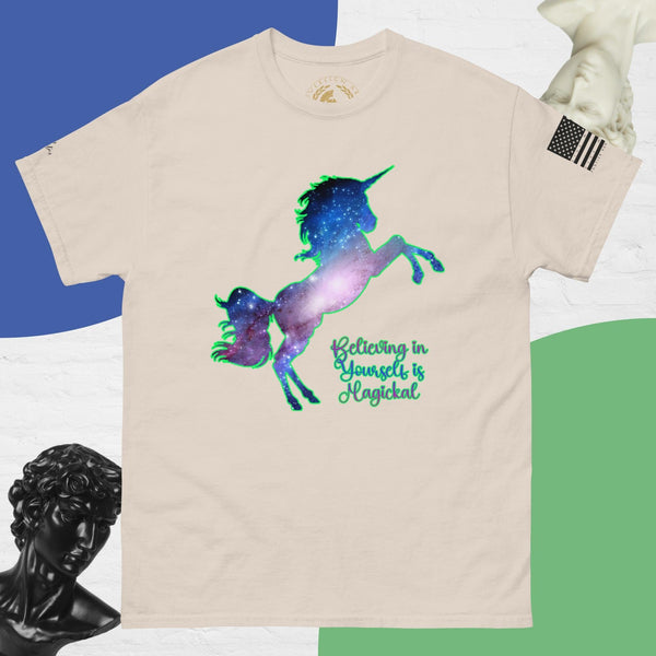 sovereignarm.com Natural / S Unicorn Believing in yourself is Magical Men's classic tee