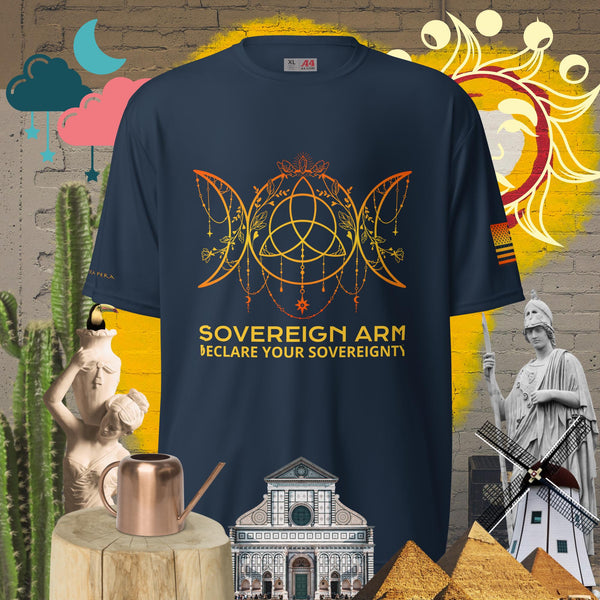 sovereignarm.com Navy / S Moon Triple Goddess, Declare your Sovereignty, Unisex performance crew neck t-shirt