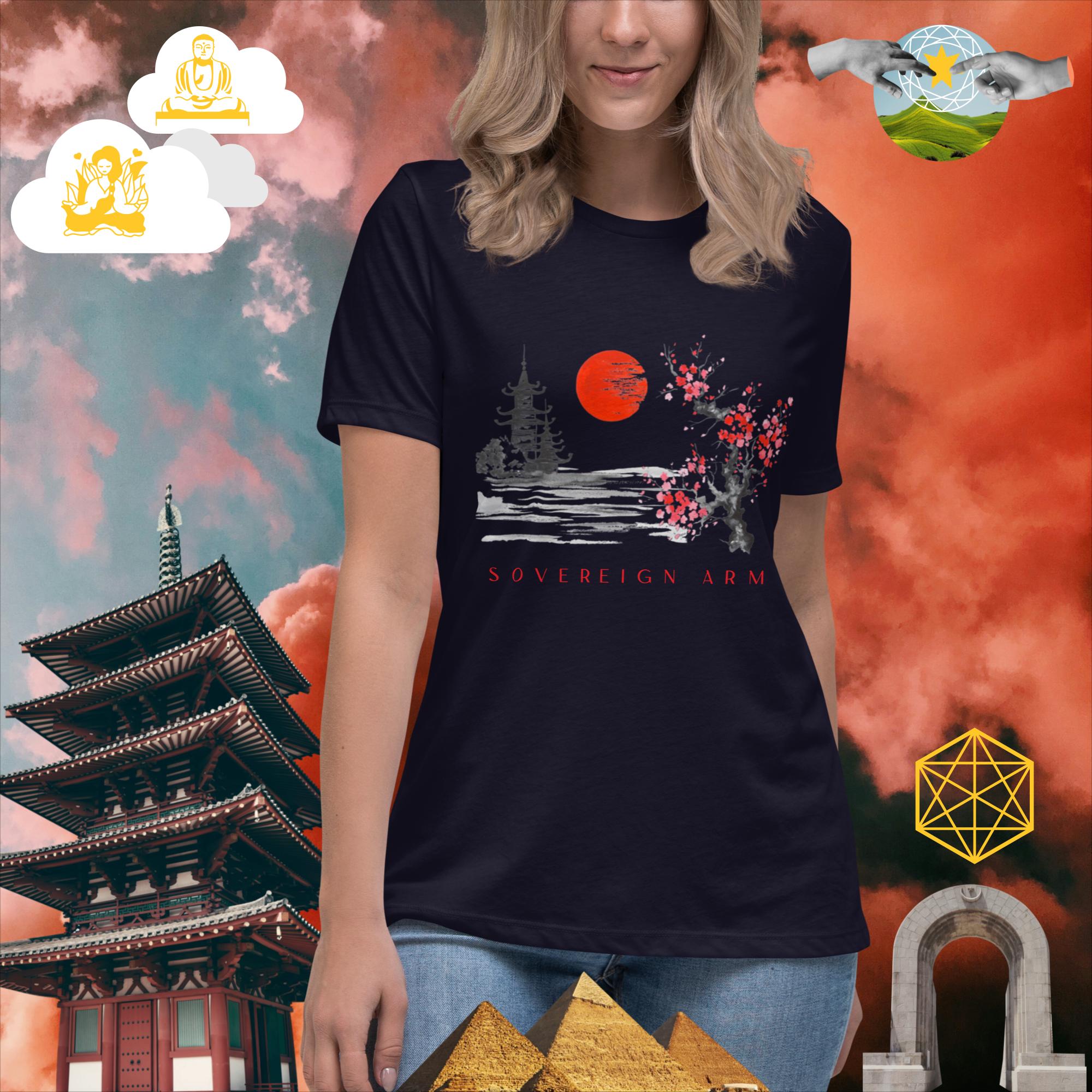 sovereignarm.com Navy / S Solar Cherry Blossoms v1.0 Women's Relaxed T-Shirt