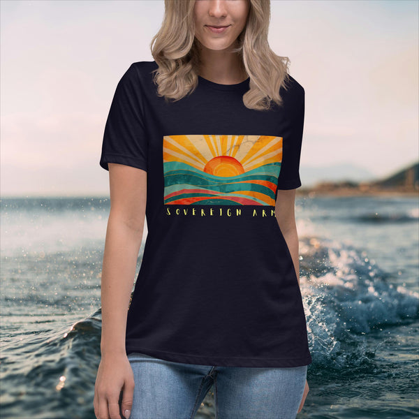 sovereignarm.com Navy / S Solar Waves Women's Relaxed T-Shirt