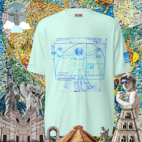 sovereignarm.com Pastel Mint / S Hero Leonardo Va Vinci Unisex performance crew neck t-shirt