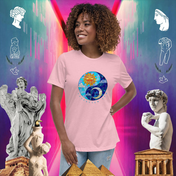 sovereignarm.com Pink / S Sun & Moon Yin Yang Solar Women's Relaxed T-Shirt