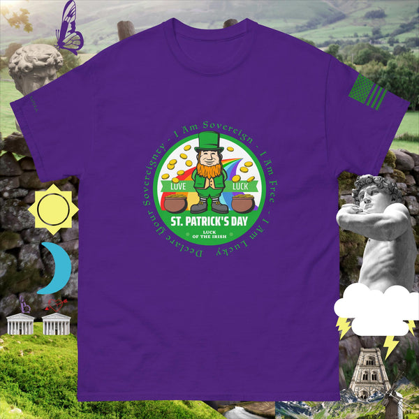 sovereignarm.com Purple / S Irish Luck Love Luck Rainbow Pot of gold  Men's classic tee