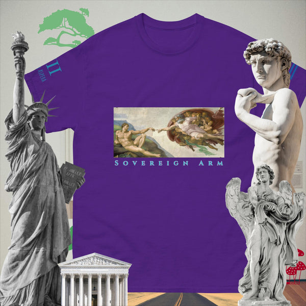 sovereignarm.com Purple / S The Creation of Adam Solar Light  Men's classic tee