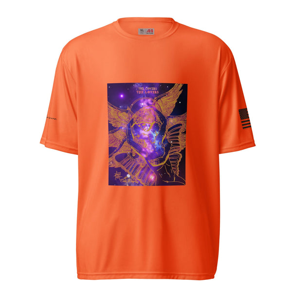 sovereignarm.com Safety Orange / S ERos and Psyche Cosmic Embrace Unisex performance crew neck t-shirt