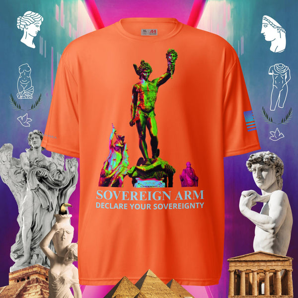 sovereignarm.com Safety Orange / S Hero Perseus, Declare your sovereignty Unisex performance crew neck t-shirt