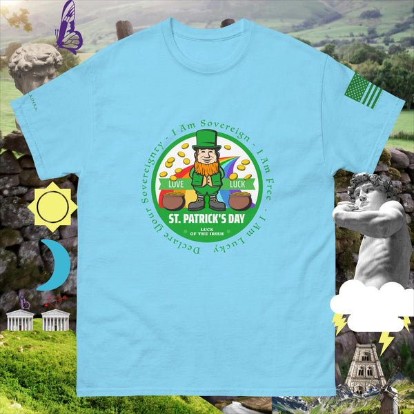 sovereignarm.com Sky / S Irish Luck Love Luck Rainbow Pot of gold  Men's classic tee