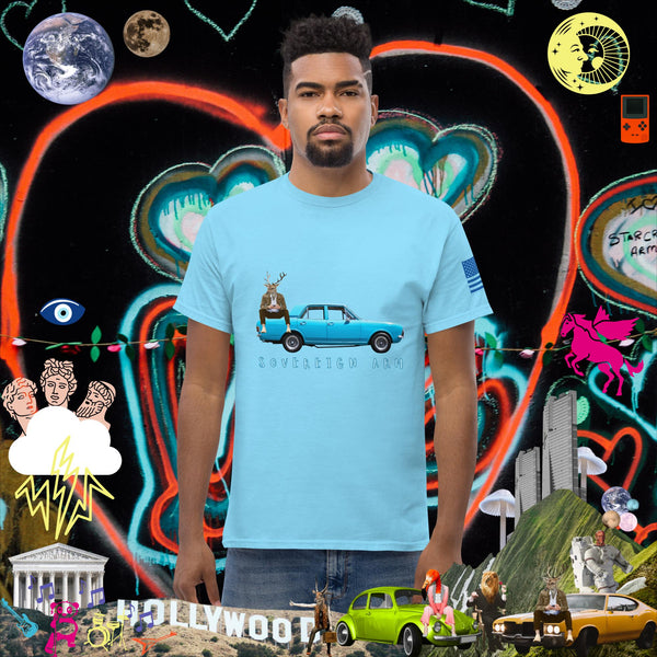 sovereignarm.com Sky / S Pop Art Blue Car Men's classic tee