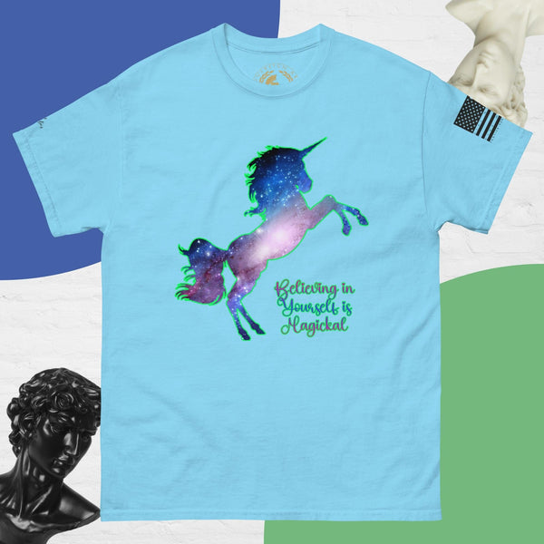 sovereignarm.com Sky / S Unicorn Believing in yourself is Magical Men's classic tee