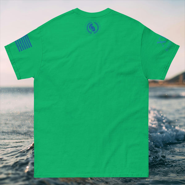 sovereignarm.com Solar Waves and Mountain Blue Men's classic tee