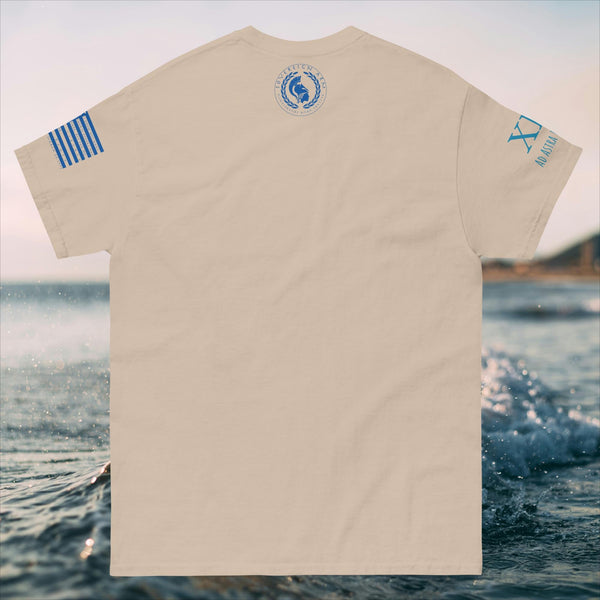 sovereignarm.com Solar Waves and Mountain Blue Men's classic tee