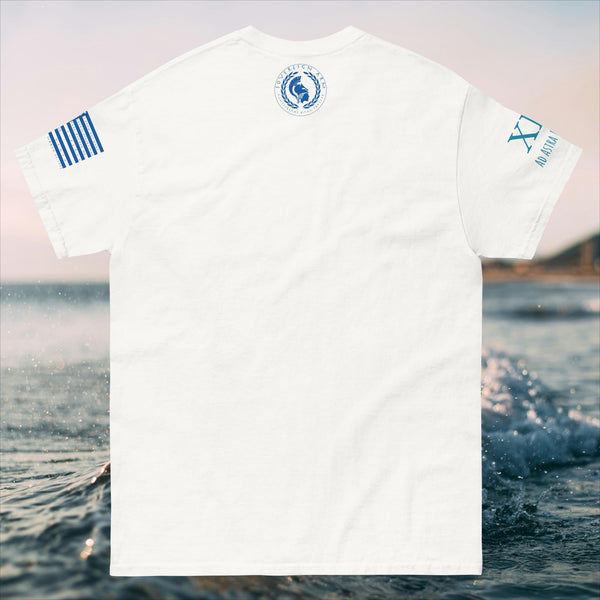 sovereignarm.com Solar Waves and Mountain Blue Men's classic tee