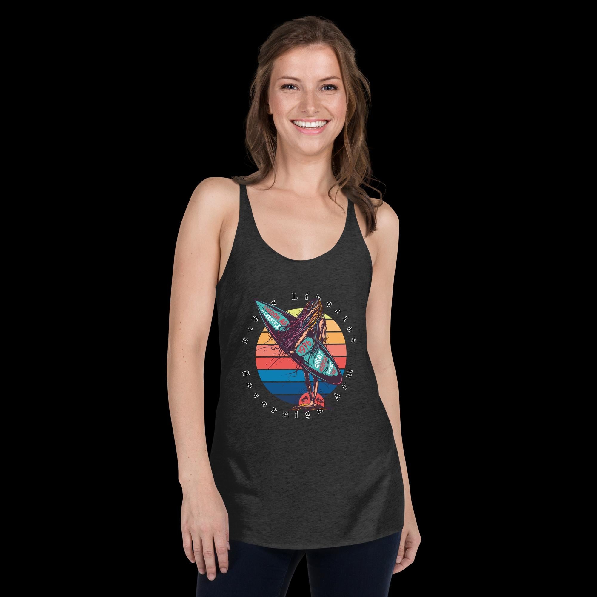 sovereignarm.com Vintage Black / XS Surf Art V1.2 Women's Racerback Tank