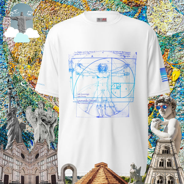 sovereignarm.com White / S Hero Leonardo Davinci Universal Man, Unisex performance crew neck t-shirt