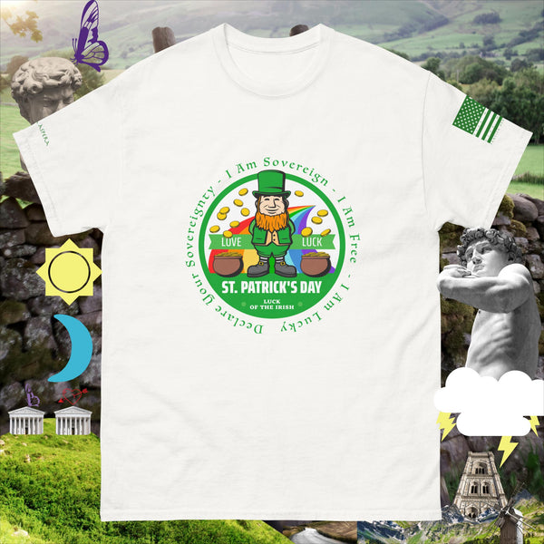 sovereignarm.com White / S Irish Luck Love Luck Rainbow Pot of gold  Men's classic tee