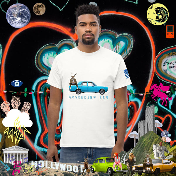 sovereignarm.com White / S Pop Art Blue Car Men's classic tee