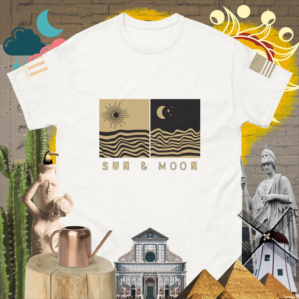 sovereignarm.com White / S Sun & Moon Solar Waves Men's classic tee