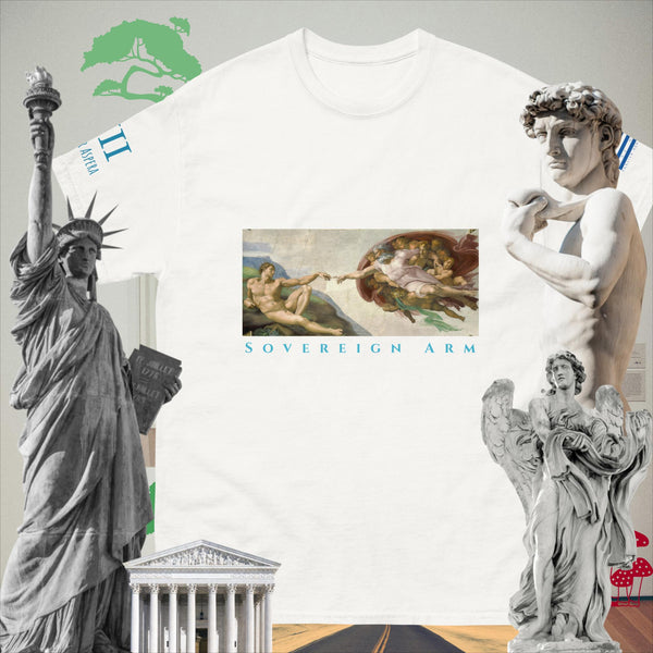 sovereignarm.com White / S The Creation of Adam Solar Light  Men's classic tee