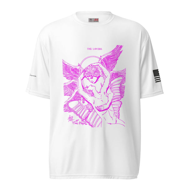 sovereignarm.com White / S The Lovers Eros and Psyche Hott Pink!! Unisex performance crew neck t-shirt