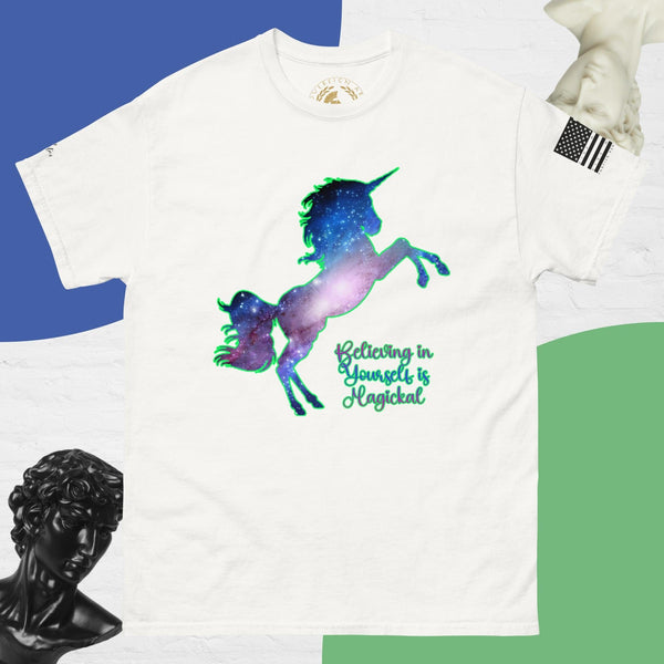 sovereignarm.com White / S Unicorn Believing in yourself is Magical Men's classic tee