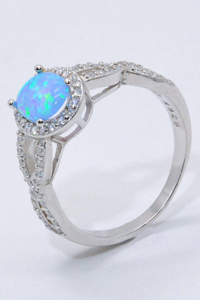 Trendsi 925 Sterling Silver Opal Halo Ring