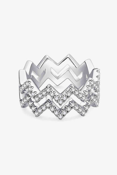 Trendsi Adored Moissanite Zigzag Stacking Rings