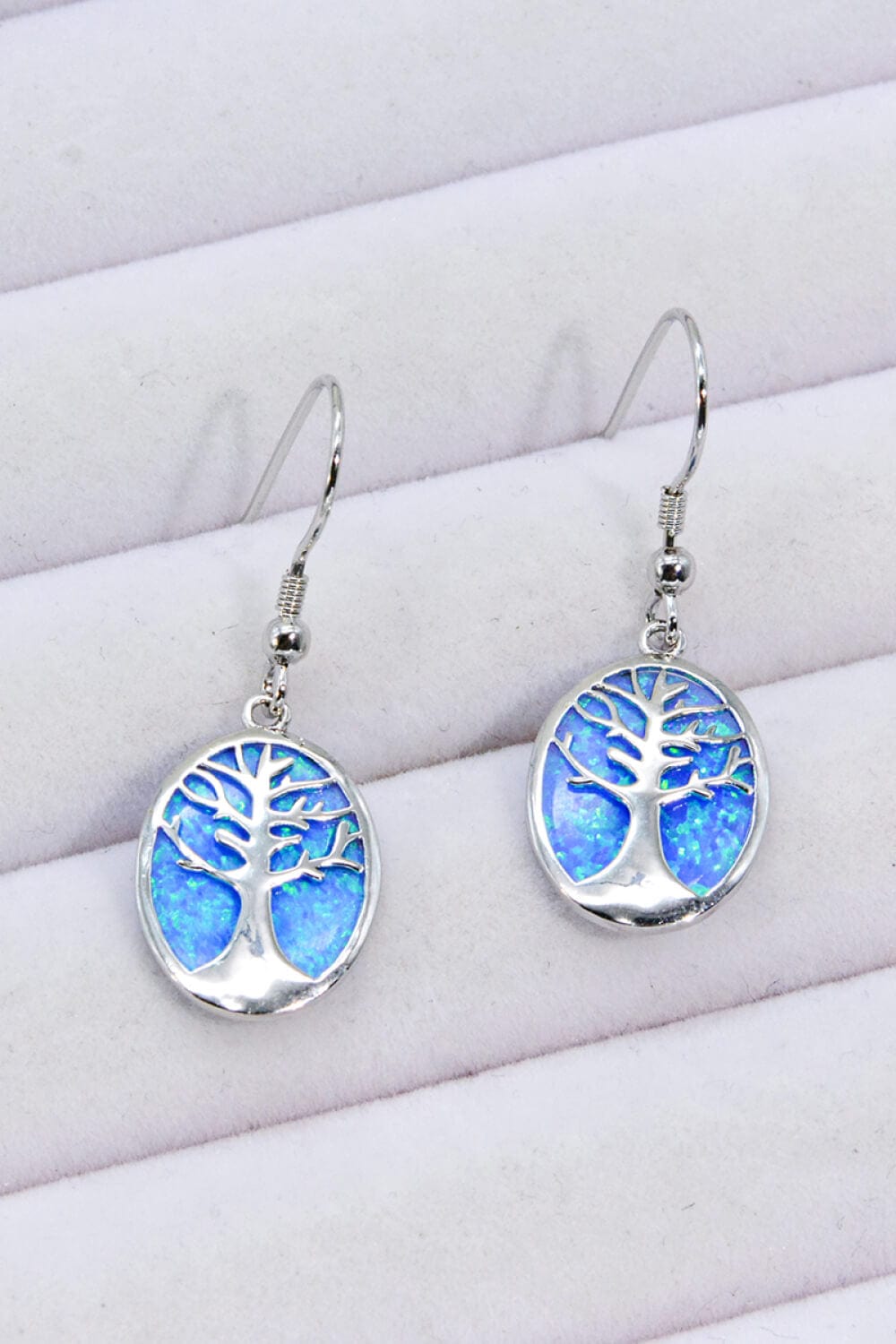 Trendsi Blue / One Size Opal Blue Platinum-Plated Drop Earrings