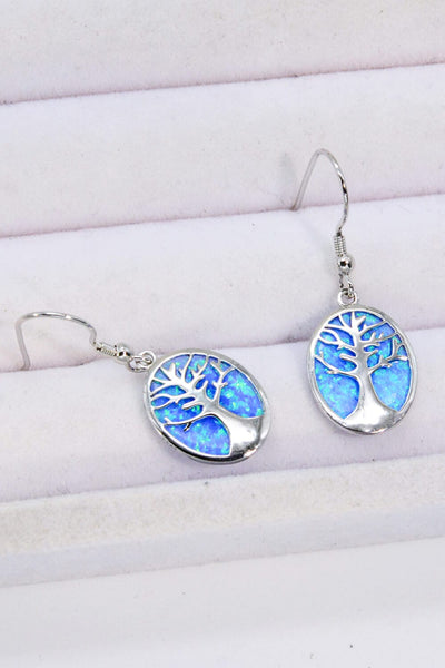 Trendsi Blue / One Size Opal Blue Platinum-Plated Drop Earrings