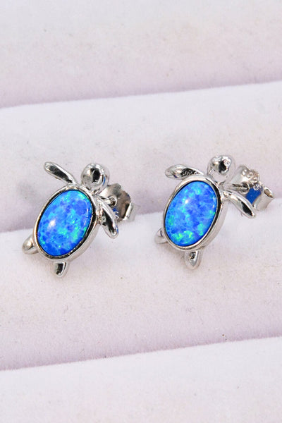 Trendsi Blue / One Size Opal Turtle Stud Earrings