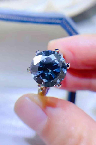 Trendsi Cobalt Blue / 4.5 5 Carat Moissanite 925 Sterling Silver Ring