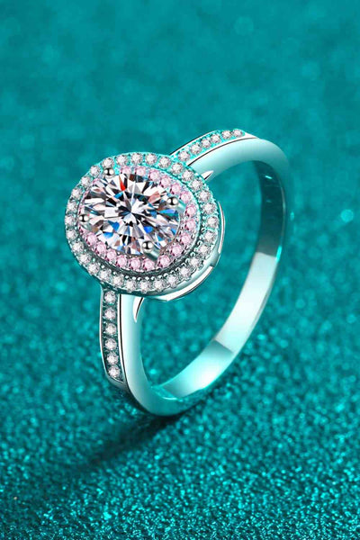 Trendsi Eros and Psyche Valentines 1 Carat Moissanite 925 Sterling Silver Halo Ring