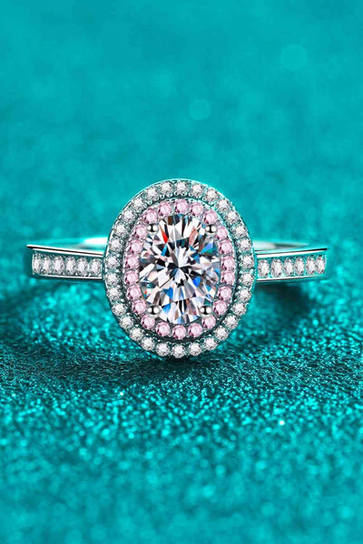 Trendsi Eros and Psyche Valentines 1 Carat Moissanite 925 Sterling Silver Halo Ring