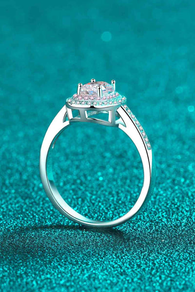 Trendsi Eros and Psyche Valentines 1 Carat Moissanite 925 Sterling Silver Halo Ring