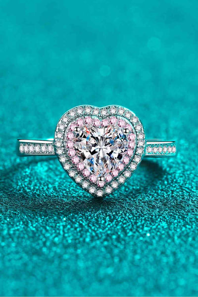 Trendsi Eros and Psyche Valentines 1 Carat Moissanite Heart 925 Sterling Silver Ring