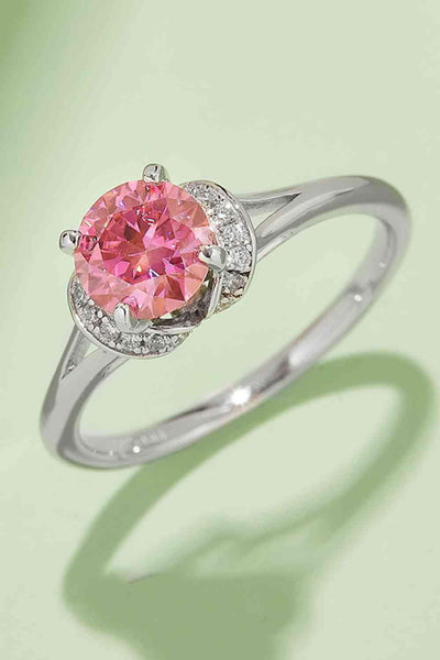 Trendsi Eros and Psyche Valentines Deep Rose / 4.5 1 Carat Moissanite 4-Prong 925 Sterling Silver Ring