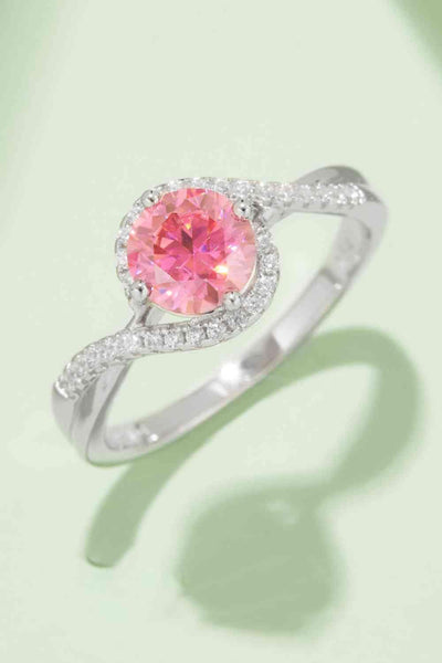 Trendsi Eros and Psyche Valentines Deep Rose / 4.5 1 Carat Moissanite Contrast 925 Sterling Silver Ring