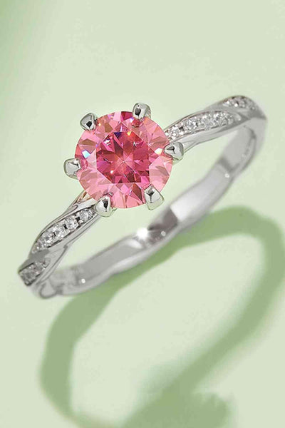 Trendsi Eros and Psyche Valentines Deep Rose / 4.5 1 Carat Moissanite Contrast 925 Sterling Silver Ring