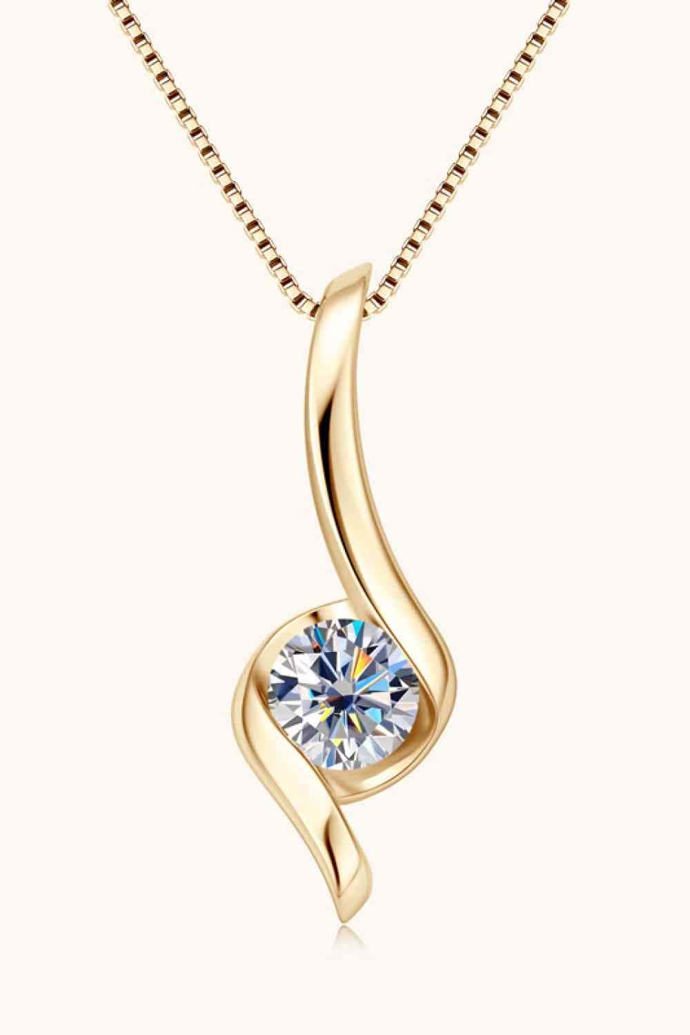 Trendsi Eros and Psyche Valentines Gold / One Size Eros and Psyche Valentines 1 Carat Moissanite 925 Sterling Silver Necklace