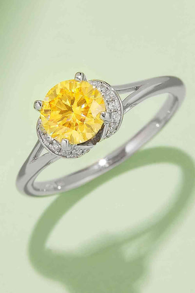 Trendsi Eros and Psyche Valentines Mustard / 4.5 1 Carat Moissanite 4-Prong 925 Sterling Silver Ring