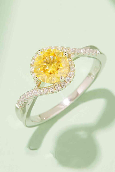 Trendsi Eros and Psyche Valentines Mustard / 4.5 1 Carat Moissanite Contrast 925 Sterling Silver Ring